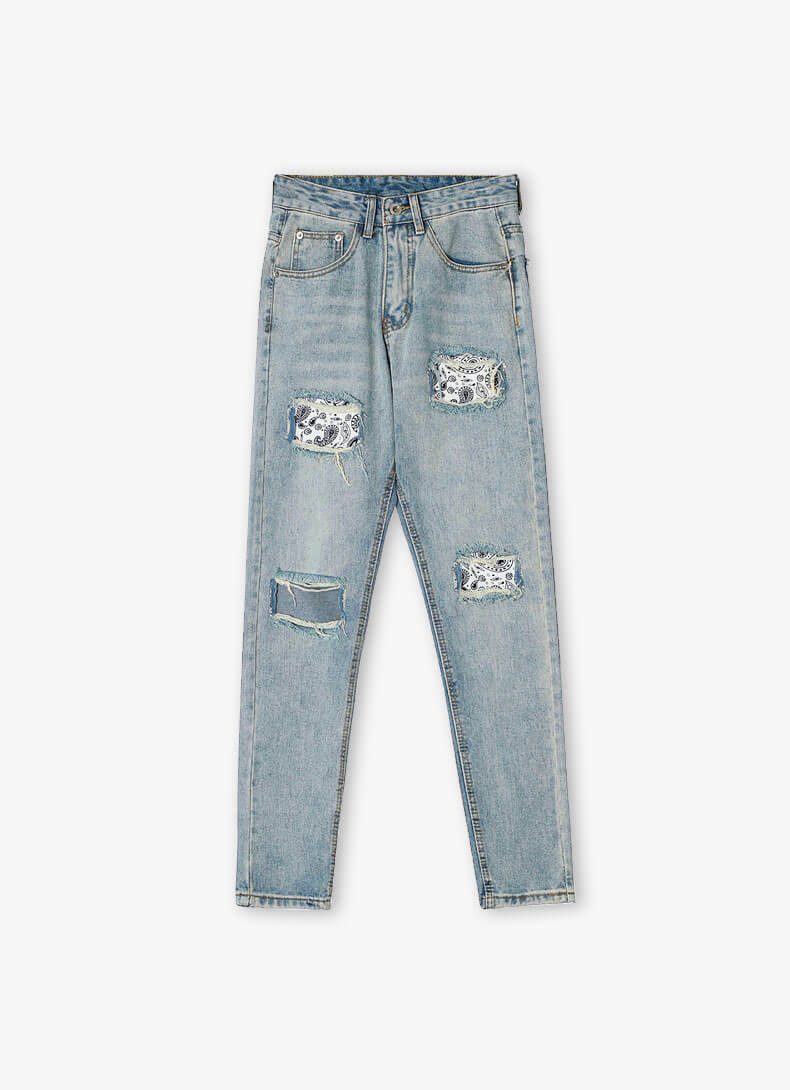 Ripped Bandana Patched Jean - 3T Streetwear