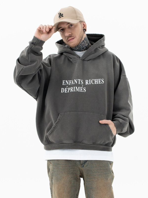 ERD Washed Boxy Logo Hoodie - Dark Grey - Hình ảnh 5