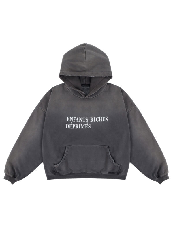 ERD Washed Boxy Logo Hoodie - Dark Grey