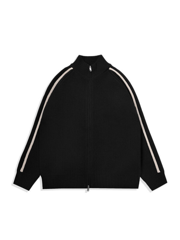 Line Track Knit Jacket - Black