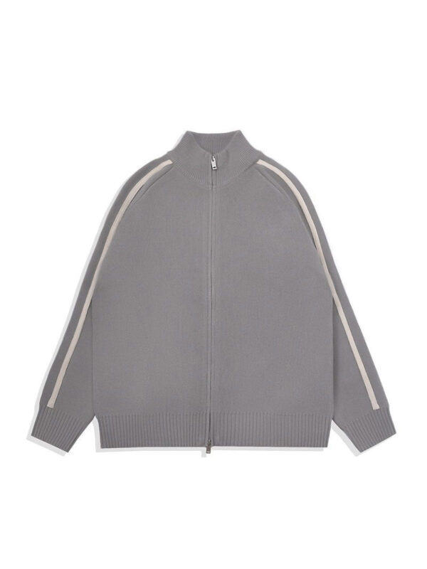 Line Track Knit Jacket - Grey