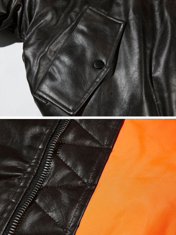 ME Leather Bomber Jacket With Hood - Hình ảnh 10