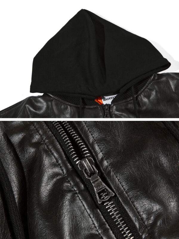 ME Leather Bomber Jacket With Hood - Hình ảnh 8