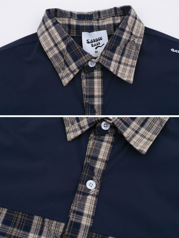SAB Paneled Regular Shirt - Navi - Hình ảnh 3