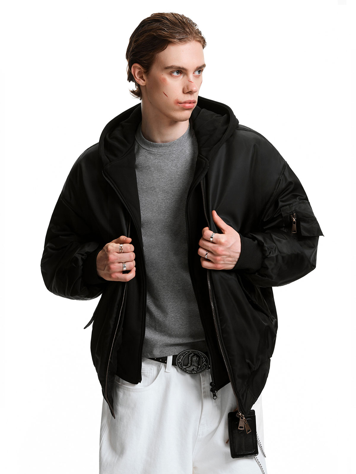 Double Layer Bomber Jacket - Ảnh 3