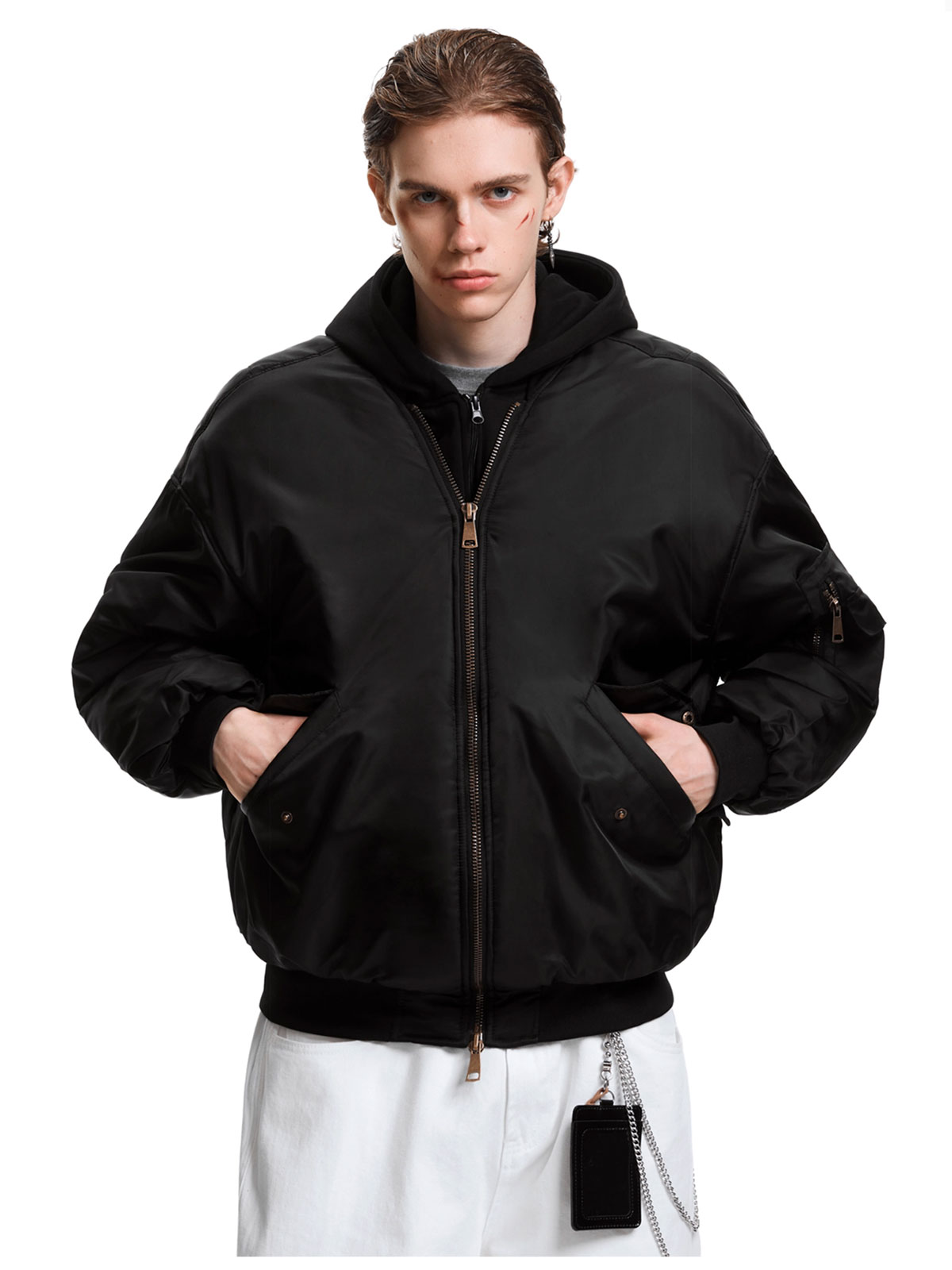 Double Layer Bomber Jacket - Ảnh 4